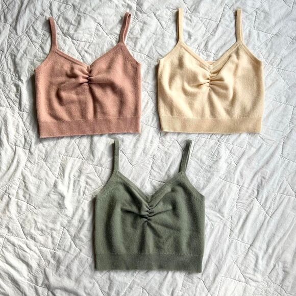 $136 Sandro Soft Wool Sweater Tank Top Shirt Large Women's 3 Pink Olive Green - Picture 1 of 8